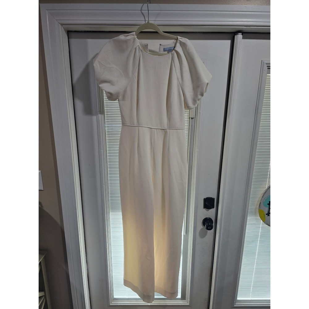 Antonio Melani Puff Sleeve Wide Leg Jumpsuit Cream White Size 8